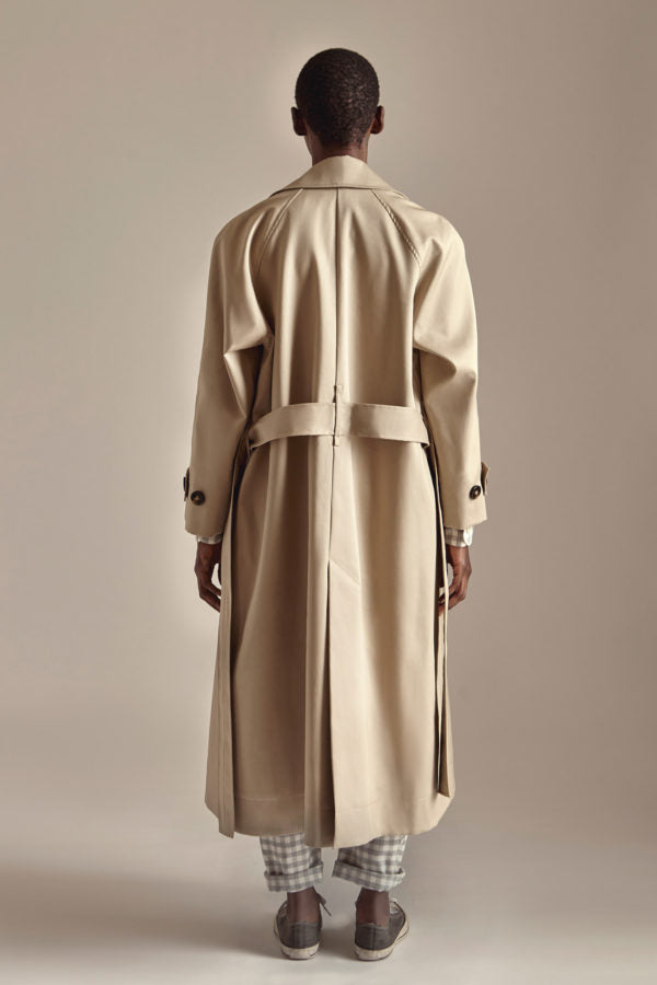 Oversized Waxed-Cotton Raincoat